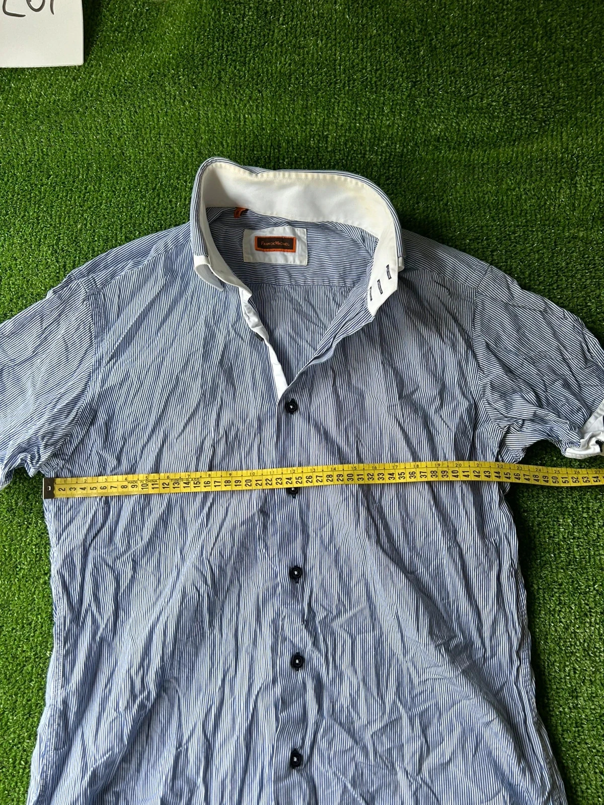 Camisa listrada mangas curtas azul branco franck michel tamanho M – photo 7